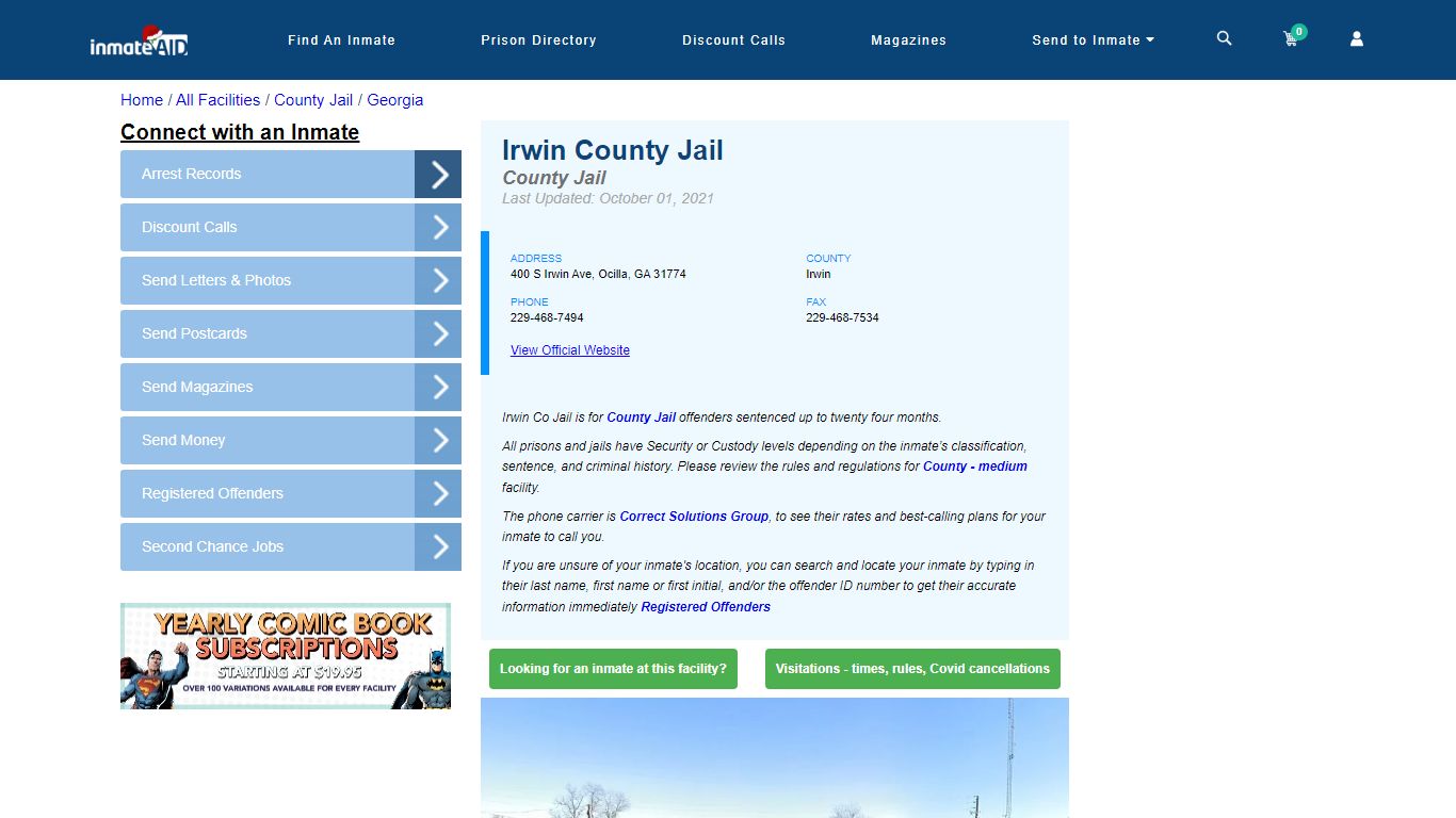 Irwin County Jail - Inmate Locator - Ocilla, GA