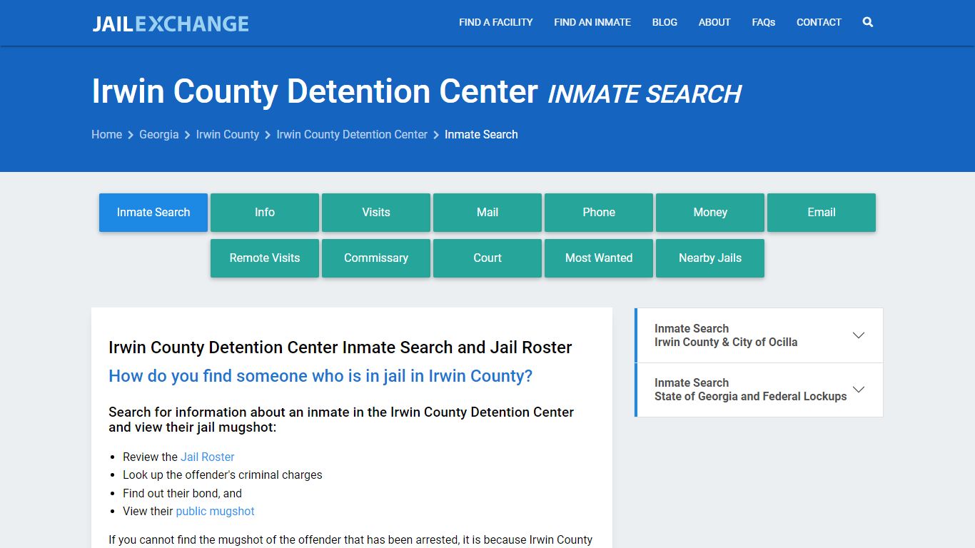 Irwin County Detention Center Inmate Search - Jail Exchange